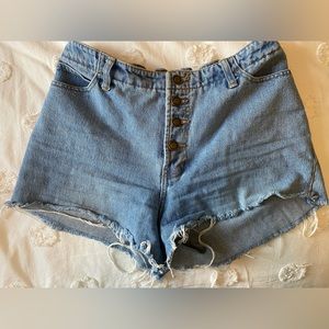 Vintage Fringy Button-Up Cutoffs